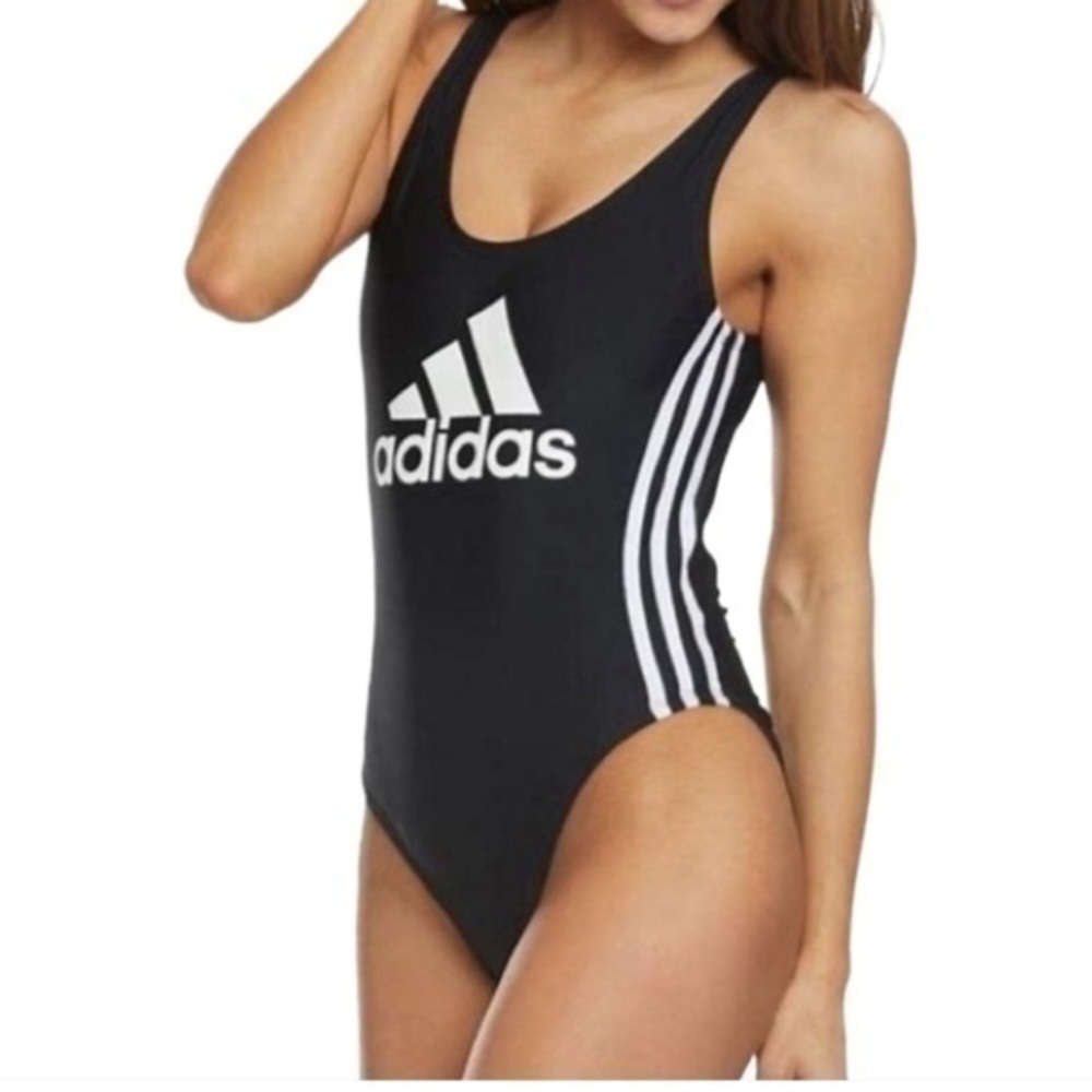 Adidas Logo Black One Piece Bathing Suit